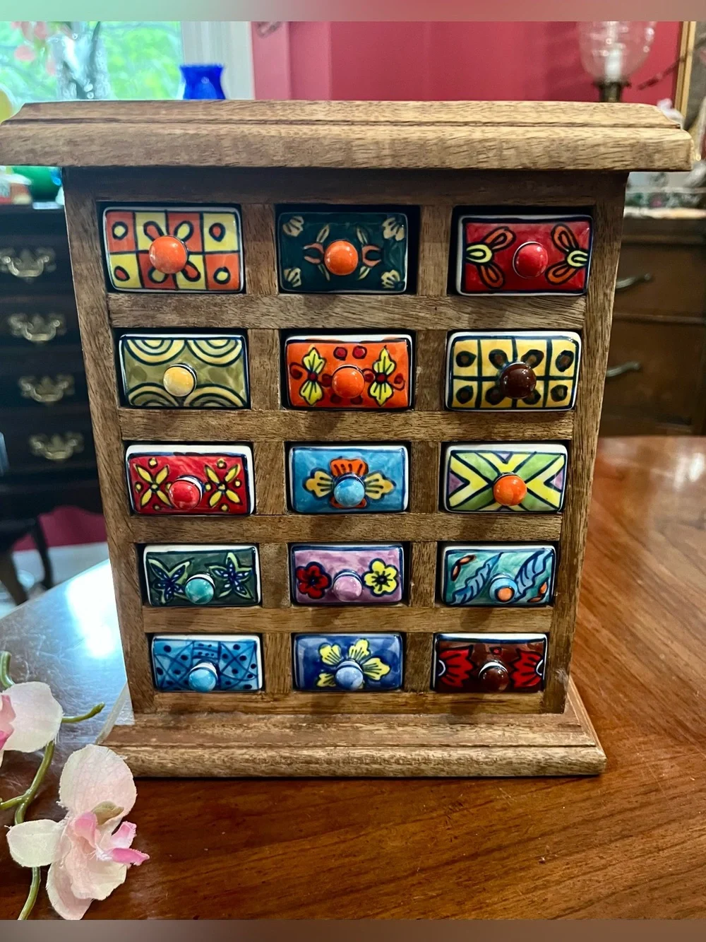 Brand New World Market 15-Drawer Ceramic & Wood Apothecary Chest Storage Box